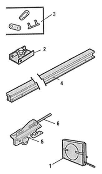 LiftMaster 8587 chain I-beam rail assembly parts diagram