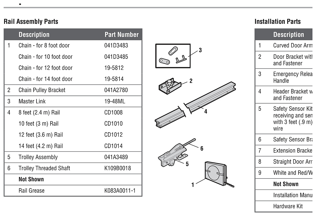 LiftMaster ATSW light-duty commercial trolley operator parts diagram