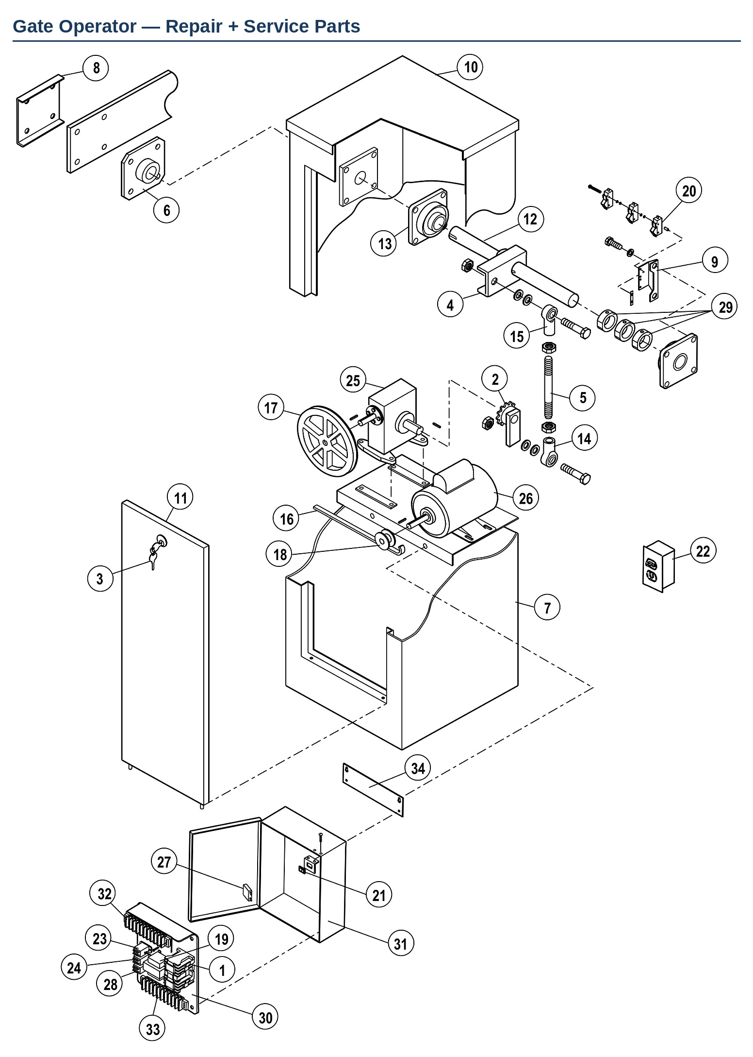 LiftMaster BG770 barrier gate operator replacement parts diagram