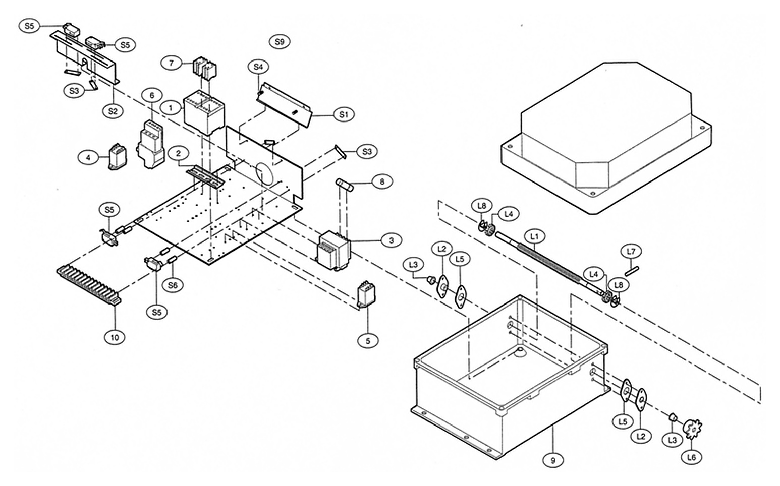 LiftMaster GH 5HP operator electrical box parts diagram