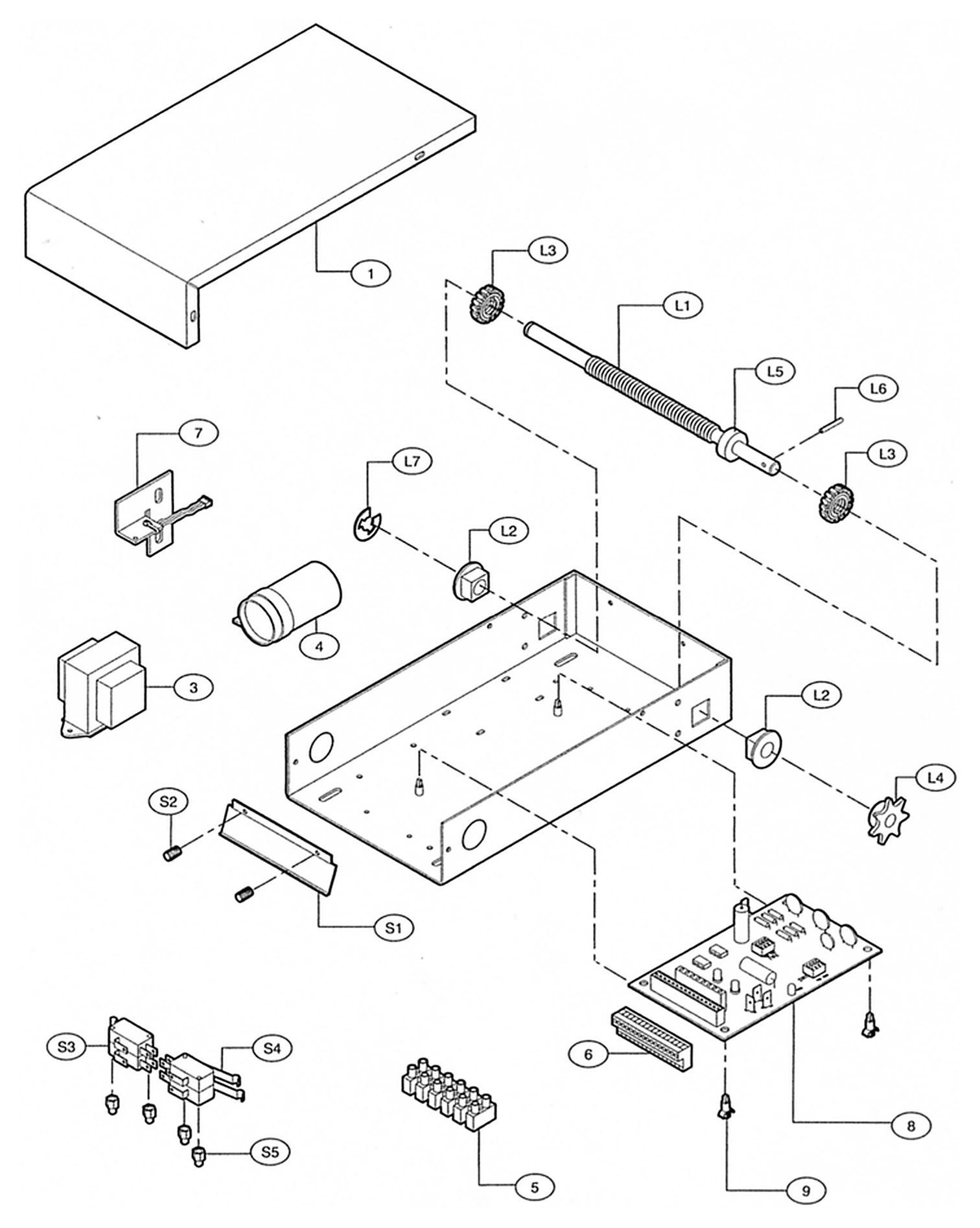 LiftMaster LGJ operator electrical box parts diagram