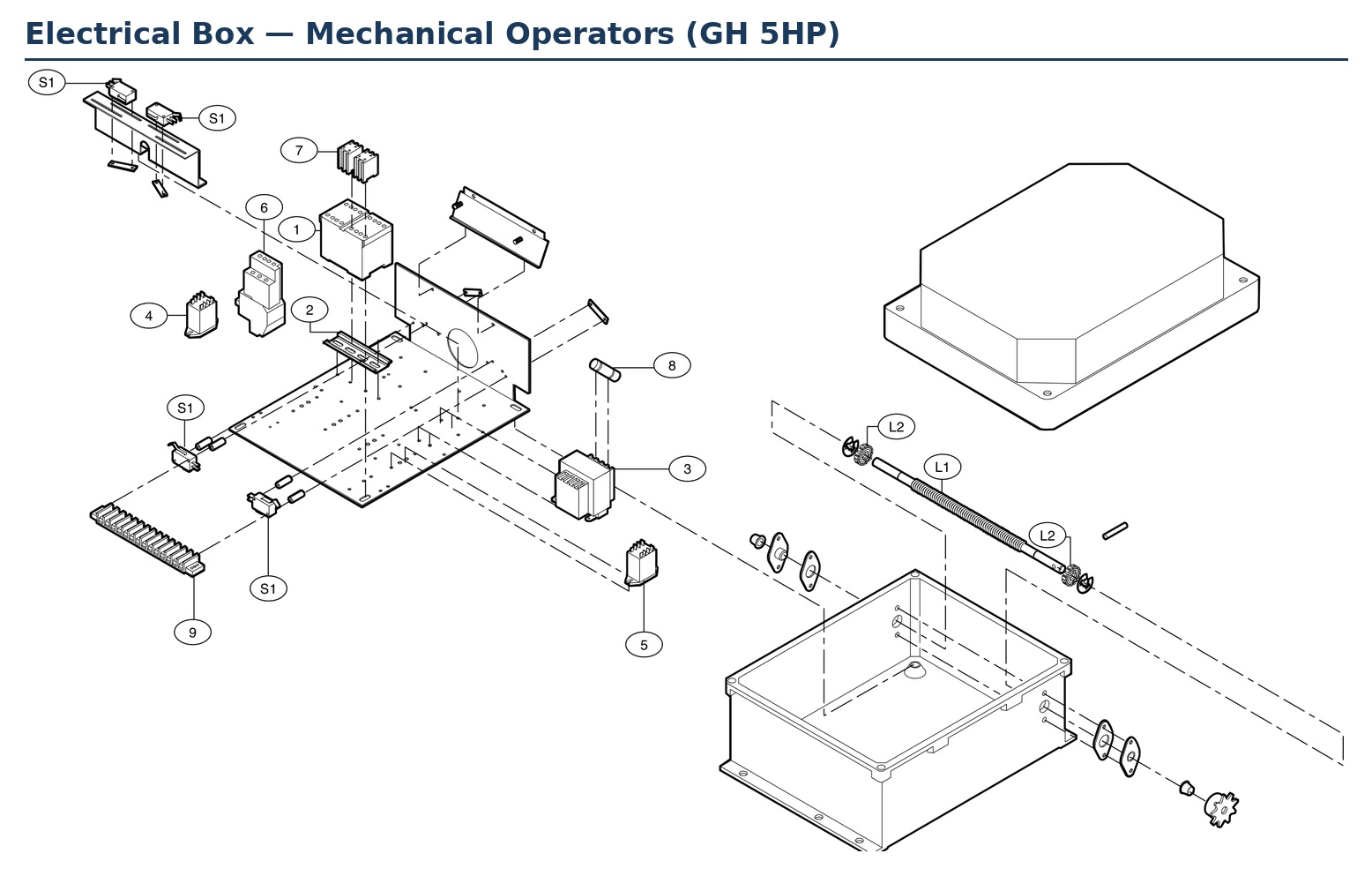 LiftMaster GH 5HP mechanical operator electrical box parts diagram