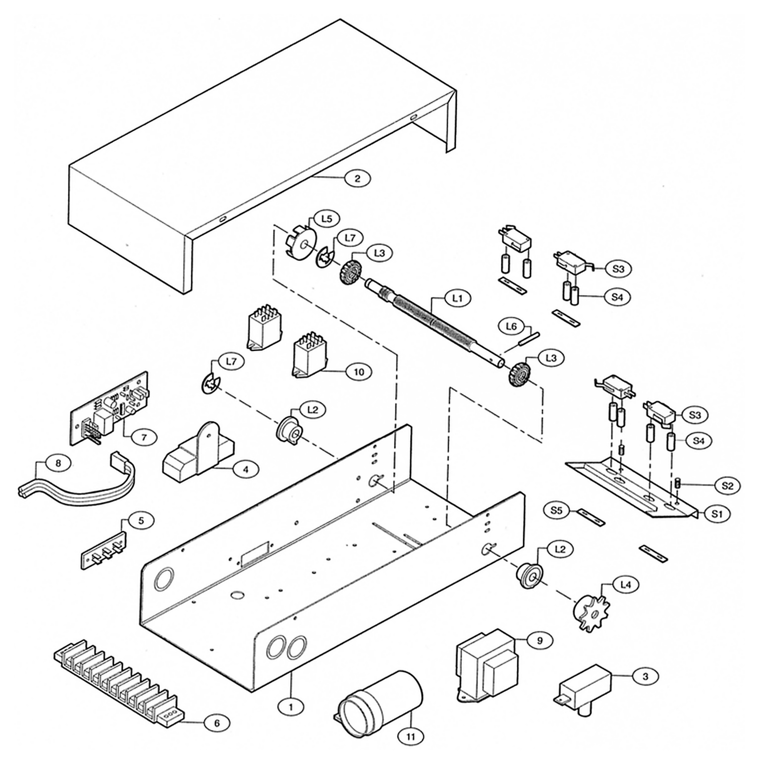 LiftMaster electrical box parts diagram for MT, BMT, MJ, MH and HMJ commercial door operators