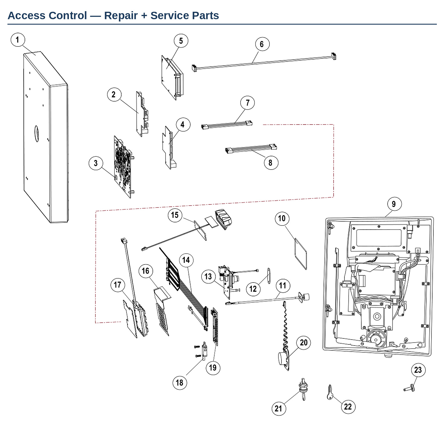 LiftMaster EL2000 telephone entry system replacement parts diagram