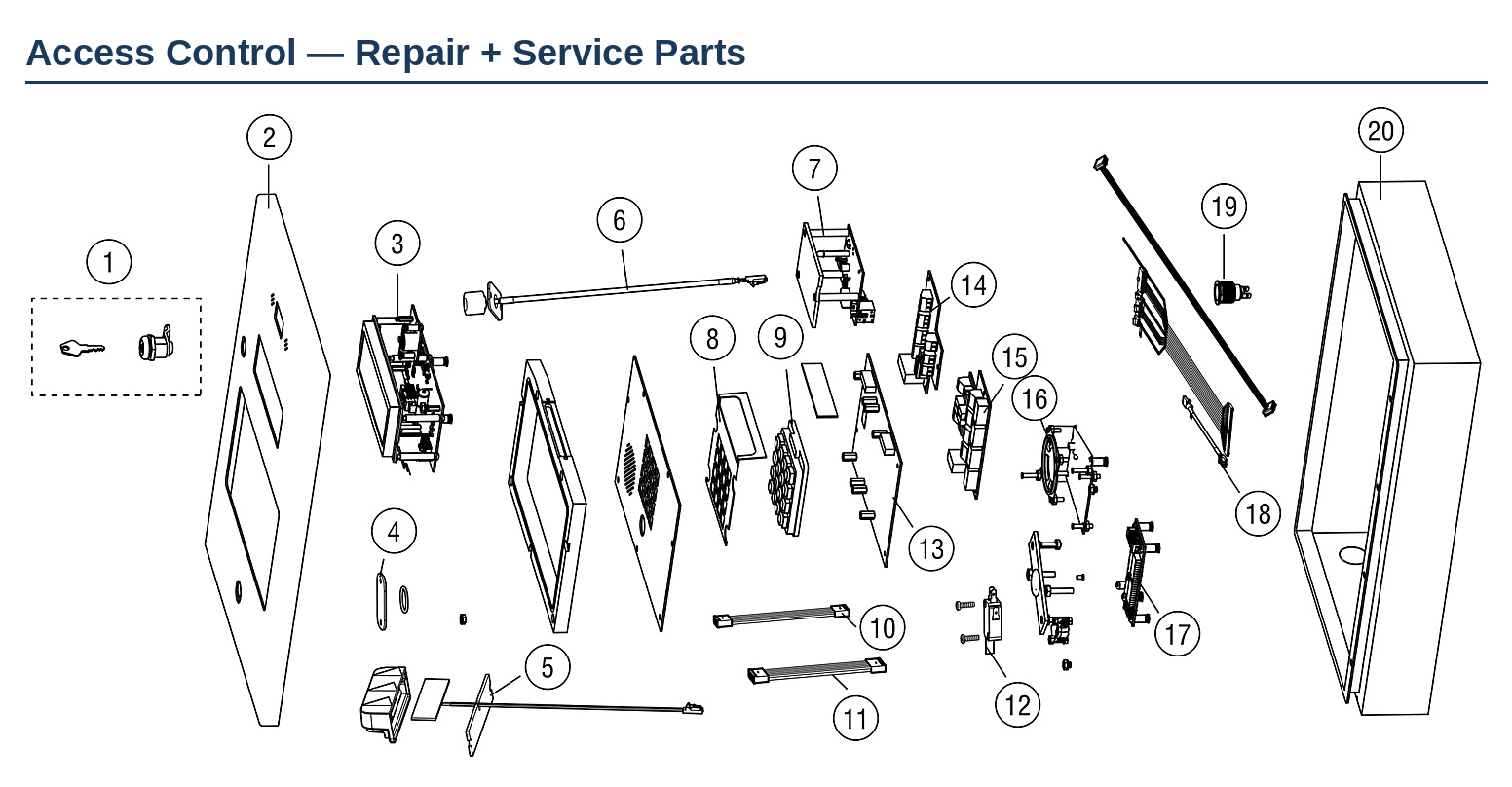 LiftMaster EL2000SS stainless steel telephone entry system replacement parts diagram