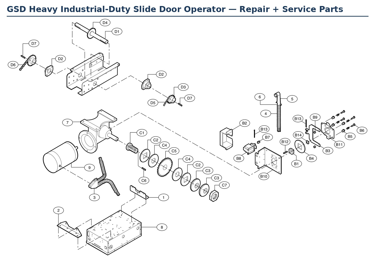 LiftMaster GSD5011 heavy industrial-duty slide door operator replacement parts diagram