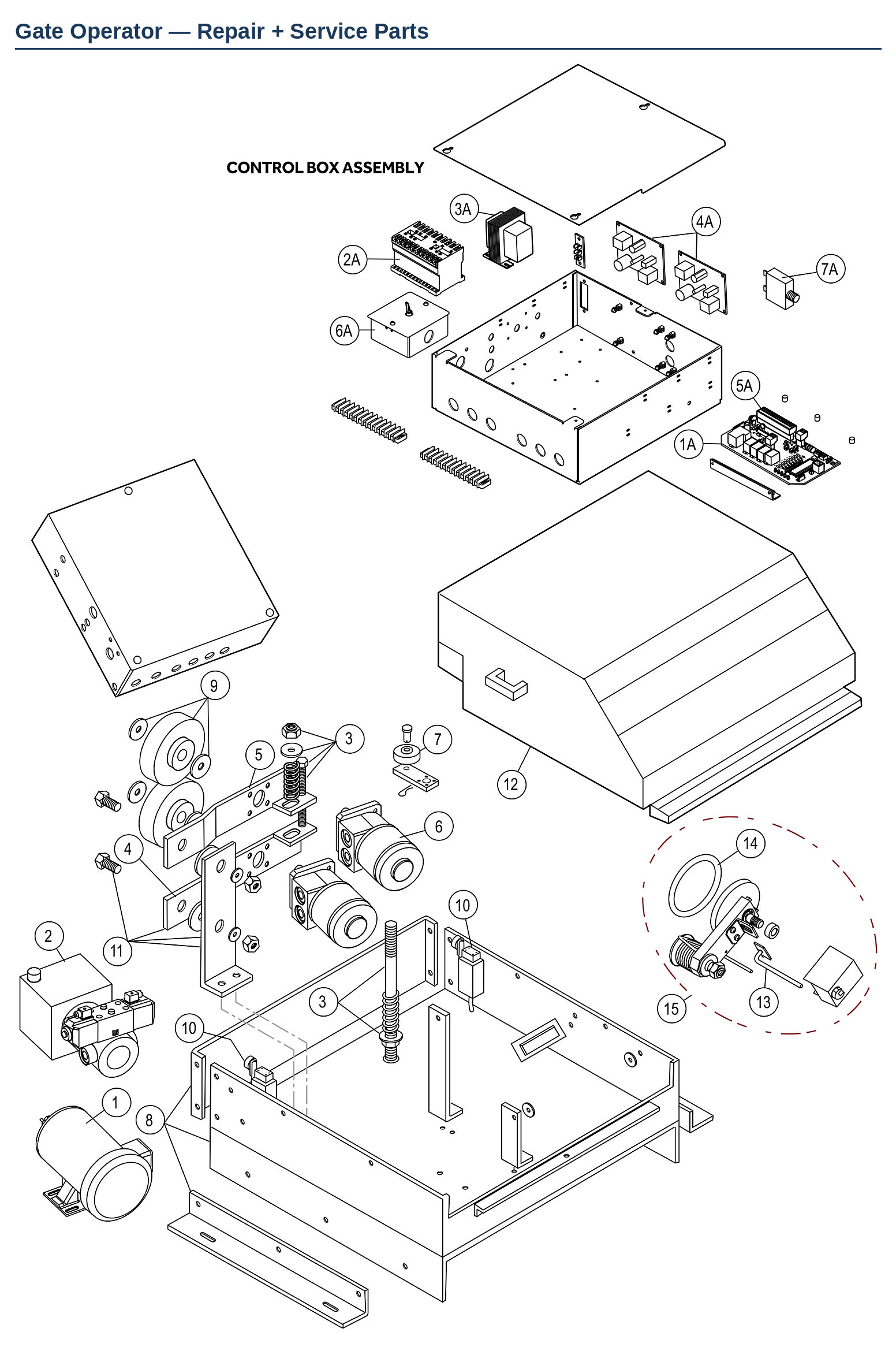 LiftMaster HS670 and HS670GL hydraulic slide gate operator replacement parts diagram