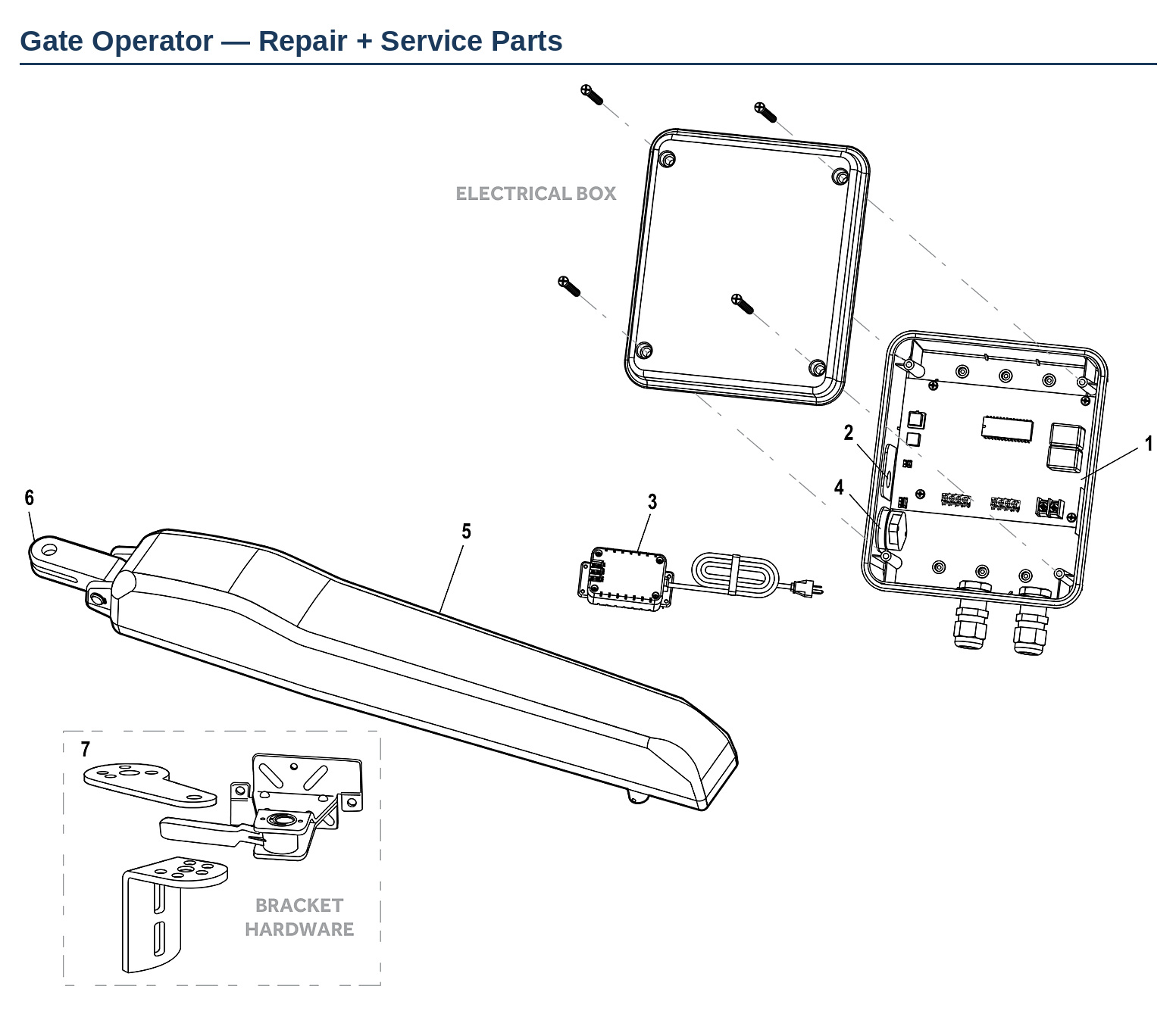 LiftMaster LA100 linear actuator swing gate operator replacement parts diagram