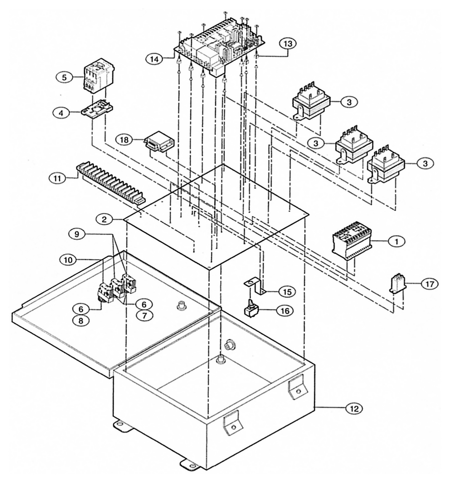 LiftMaster SJ1053 wall mounted starter panel parts diagram