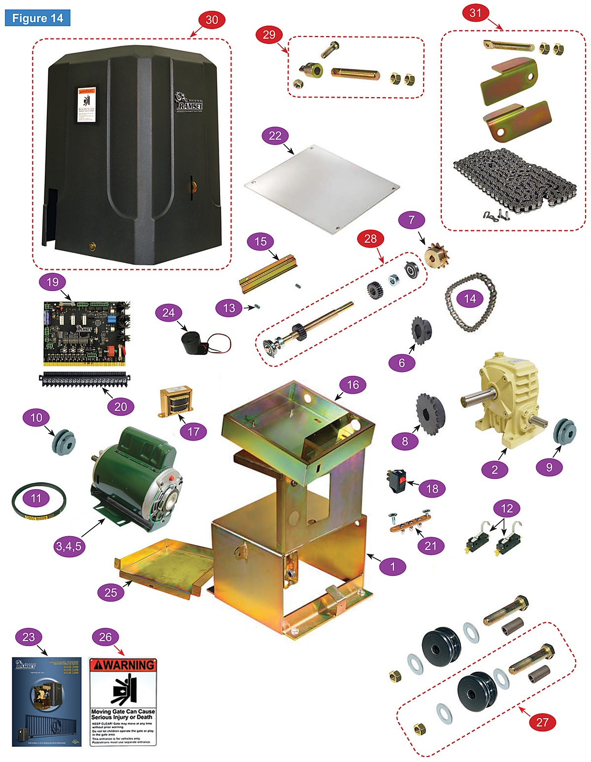 Ramset RAM 5000 slide gate opener replacement parts diagram