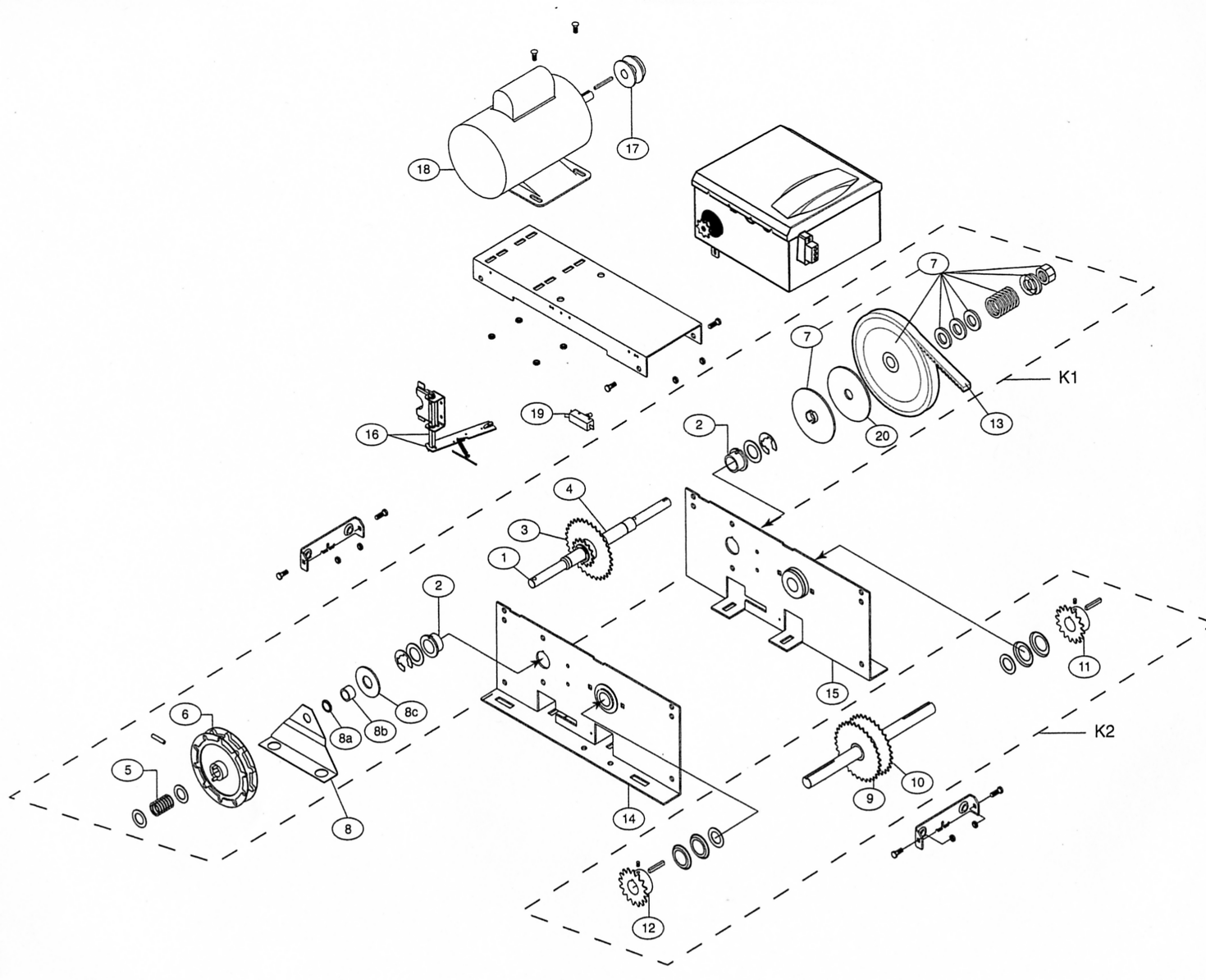 LiftMaster H model industrial-duty hoist operator prior to 2005 parts breakdown schematic