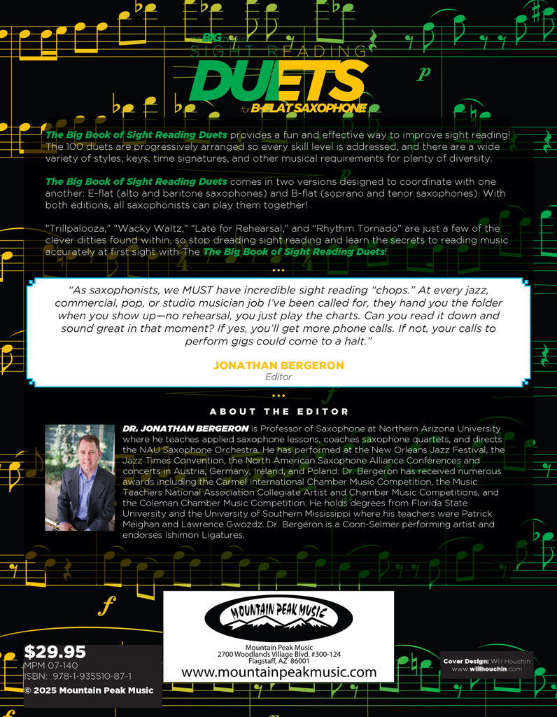Big Book of Sight Reading Duets for B-flat Saxophone: 100 Sight Reading Challenges for You and a Friend - PDF Download Version