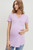 A lavender short sleeve maternity and nursing top featuring a v-neck.