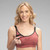 Premium red maternity/nursing sports bra. Wire free. Adjustable straps. Removable padded cups. Clasp back closure.