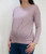 A lavender maternity long sleeve top featuring soft ribbed fabric, a round neckline, and a flattering gathered front design.