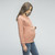 Solid hued long sleeve maternity sweater. Knit material. Rounded neckline.