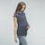 A striped maternity top featuring cap sleeves, high neck line and tied ruched sides.