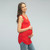 A solid, maternity tank top with a rounded neckline and ruched sides.