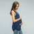 A solid, maternity tank top with a rounded neckline and ruched sides.