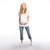 A pair of soft light wash maternity jean capris featuring five pockets, a raw hem and an adjustable belly band.