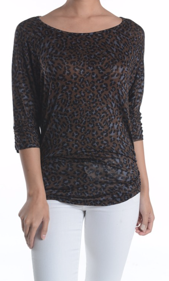 Brown Leopard Maternity Top