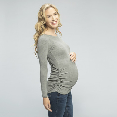 Heather Gray Nursing Top with Ruched Sides