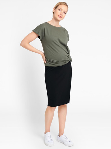 Black Tailored Maternity Pencil Skirt