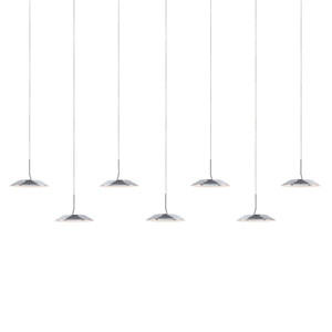 Royyo Pendant (Linear With 7 Pendants) Chrome Matte White Canopy - RYP-L7-SW-CRM