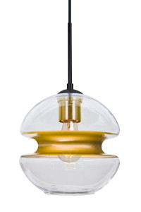 Besa Hula 8 Cord Pendant Clear/Gold Black Finish 1x7W LED Edison - 1JT-HULA8GD-EDIL-BK