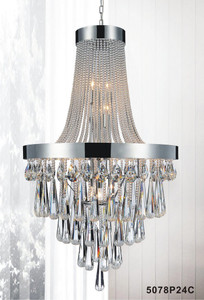 13 Light Down Chandelier with Chrome finish - 5078P24C (Clear)
