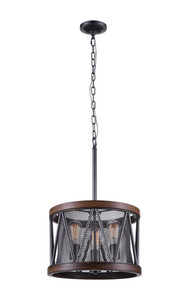 3 Light Drum Shade Chandelier with Pewter finish - 9954P16-3-101
