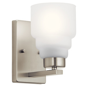 Vionnet 8.5 Inch 1 Light Wall Sconce with Satin Etched Glass in Brushed Nickel - 55010NI