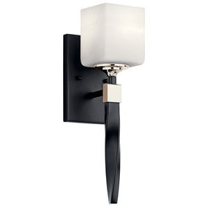 Marette 5 Inch 1 Light Wall Sconce with Satin Etched Cased Opal Glass in Black - 55000BK