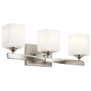 Marette 22.75 Inch 3 Light Vanity Light with Satin Etched Cased Opal Glass in Brushed Nickel - 55002NI