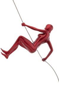 Metallic Red Wall Sculpture Climbing 8in Woman - C-CL-20