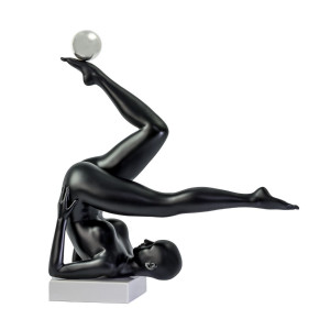 Emma Doll Sculpture Matte Black and Steel - C04MB