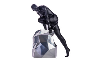 Sensuality Man Sculpture Matte Black and Chrome - D1016-MB