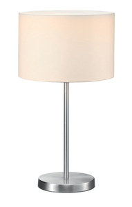 Grannus Table Lamp with white shade Satin Nickel Metal and Fabric  - 511100101