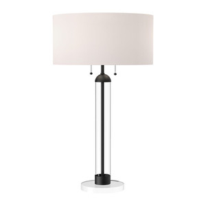 Sasha Table Lamp Matte Black | White Linen - TL567218MBWL