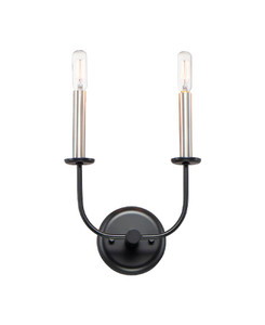 Wesley Wall Sconce Black with Satin Nickel - 10322BKSN