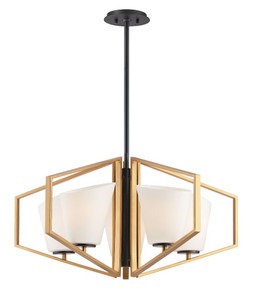 Oblique Chandelier Gold with Black - 26355SWGLDBK