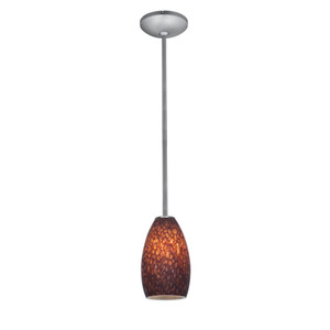 Champagne LED Pendant Brown Stone Brushed Steel - 28012-3R-BS/BRST