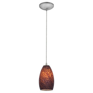 Champagne LED Pendant Brown Stone Brushed Steel - 28012-3C-BS/BRST