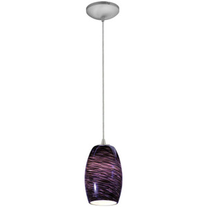 Chianti Pendant Purple Swirl Brushed Steel - 28078-1C-BS/PLS
