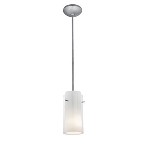 Glass`n Glass Cylinder LED Pendant Clear Opal Brushed Steel - 28033-3R-BS/CLOP