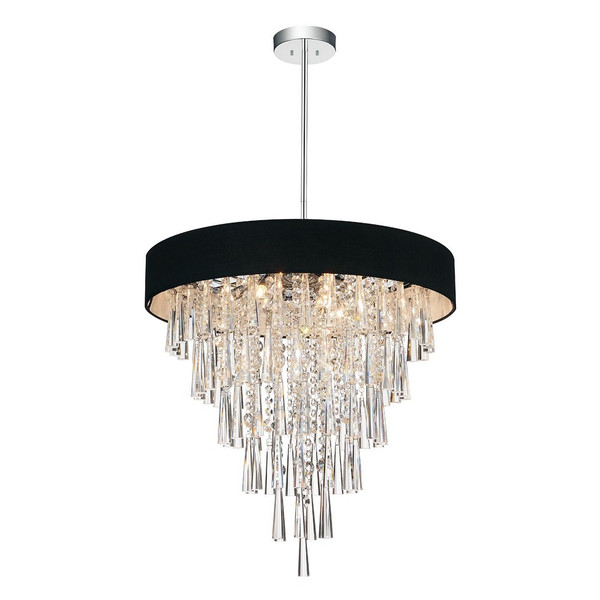 8 Light Drum Shade Chandelier with Chrome finish - 5523P22C (Black)