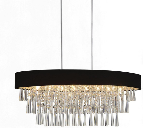 8 Light Drum Shade Chandelier with Chrome finish - 5523P38C-O (Black)