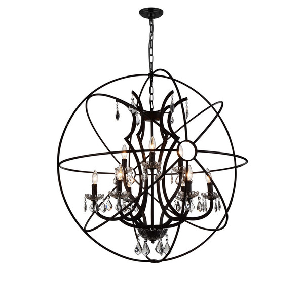 9 Light Up Chandelier with Brown finish - 5465P36DB-9