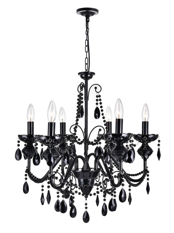 6 Light Up Chandelier with Black finish - 5095P22B-6