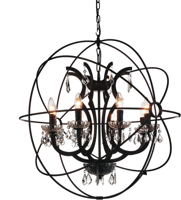 8 Light Up Chandelier with Brown finish - 5465P28DB-8